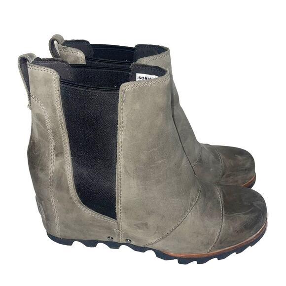 Sorel Lea Wedge NL2704-089 Womens 8 Gray Leather Ankle Booties Boots - Picture 1 of 6